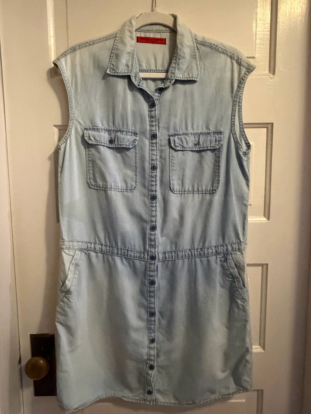 Articles Of Society Light Blue Sleeveless Denim Shirt Dress